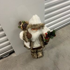Pier 1 Santa Claus Figurine with Brown and White Details